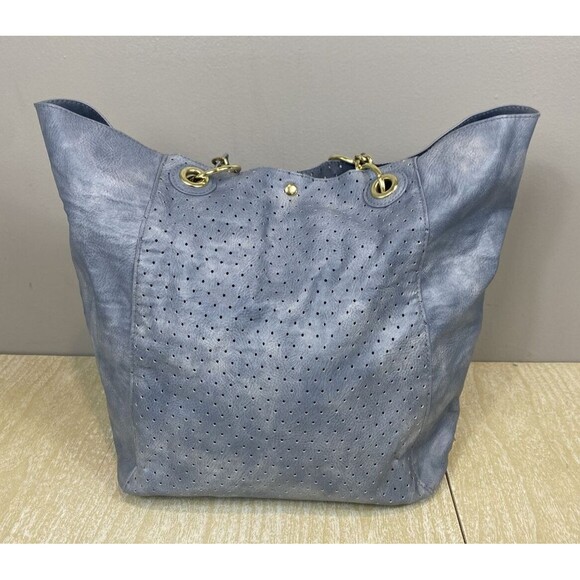 Steve Madden Faux Leather BOHO Style Gray Tote Bag & Purse 14" H x 11" W x 7" D - Picture 2 of 13